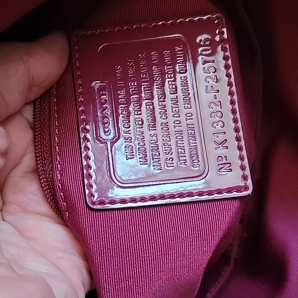 Coach signature Python Stripe Raspberry Tote - Picture 9 of 10